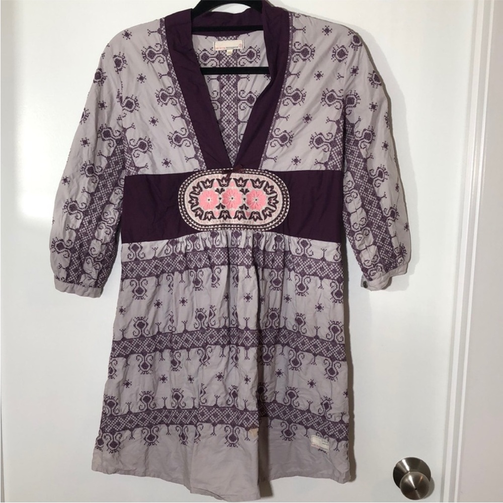 Odd Molly Purple Embroidered V-Neck Women’s Dress